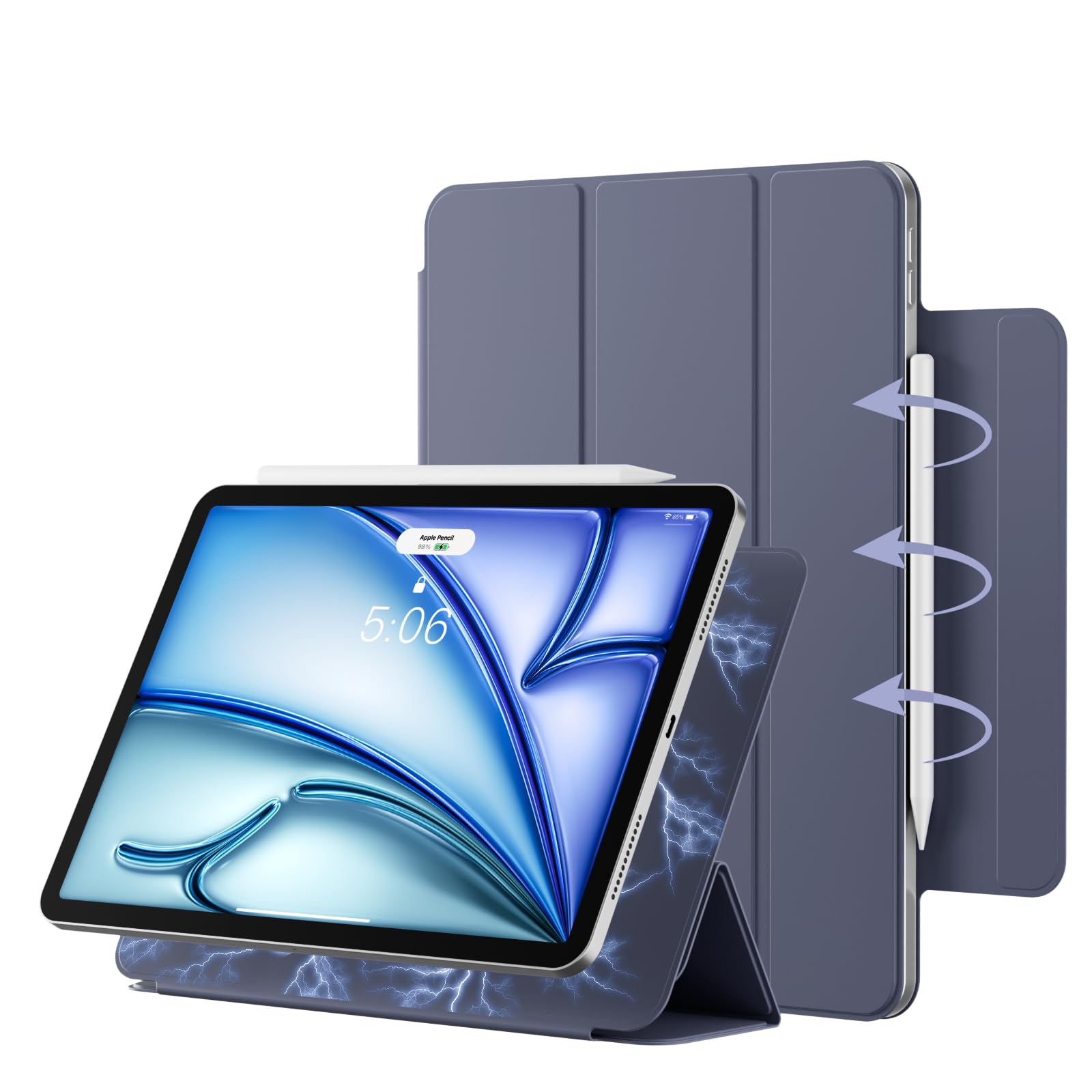 Husa Tableta, ZOYU, Pentru iPad Air 11/10.9 Inch, Stand Magnetic, Functie Auto Wake/Sleep, Mov