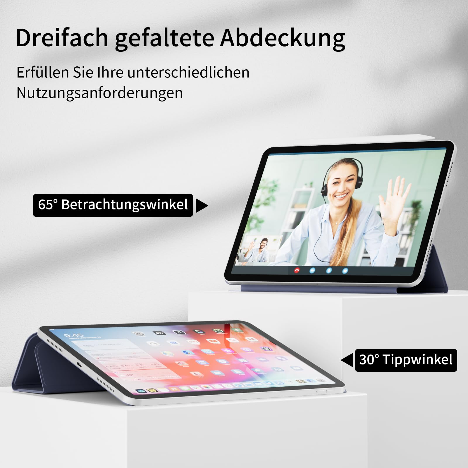 Husa Tableta, ZOYU, Pentru iPad Air 11/10.9 Inch, Stand Magnetic, Functie Auto Wake/Sleep, Mov
