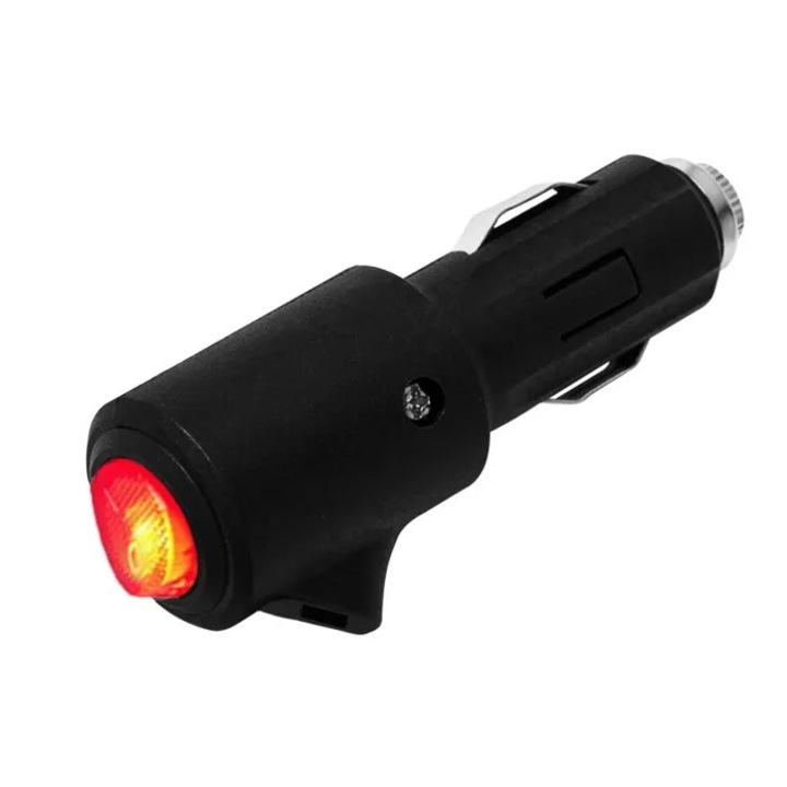 Jelző LED autóba 15A kapcsolóval és szivargyújtó aljzattal, 180W, kompakt 93.5mm, fekete