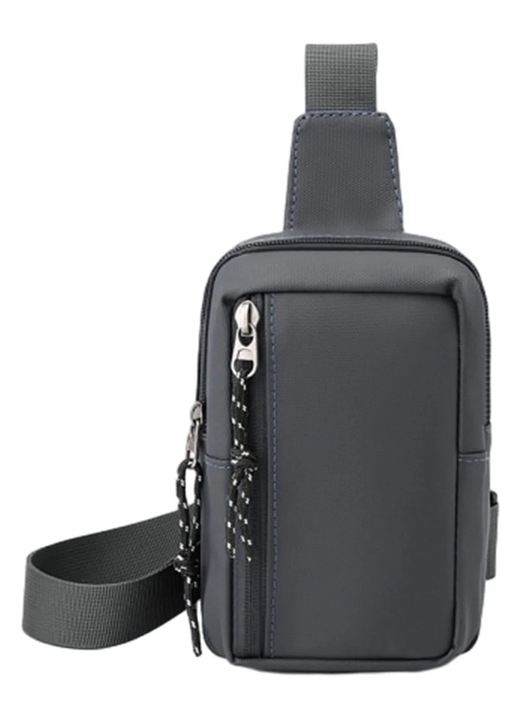Rucsac piele barbati YANYXR, impermeabil, gri, 12x7x19cm