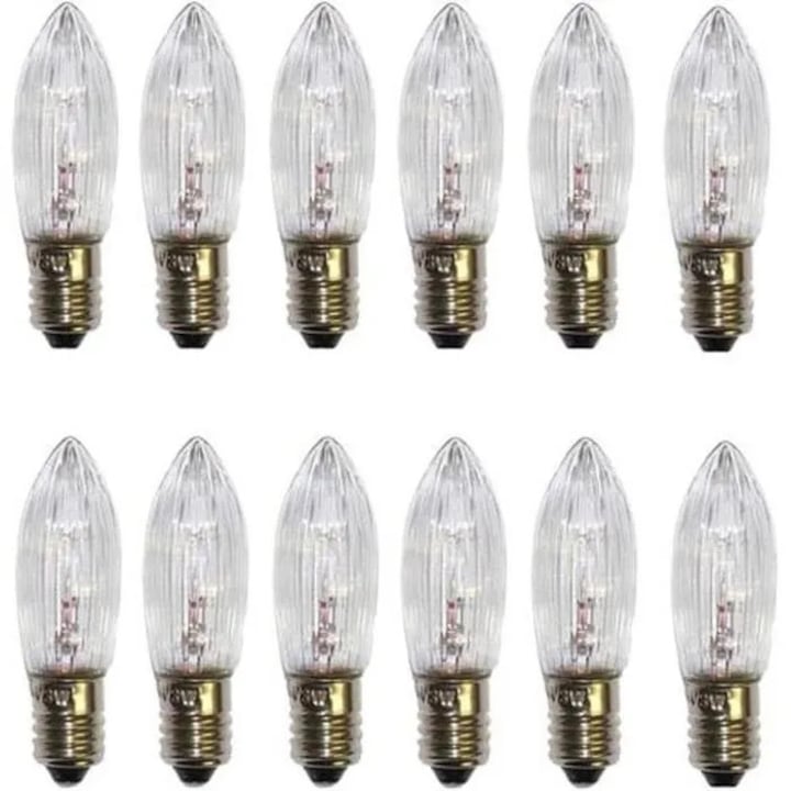 12 db E10 izzó készlet, 34V 3W, meleg fehér, 45x10mm
