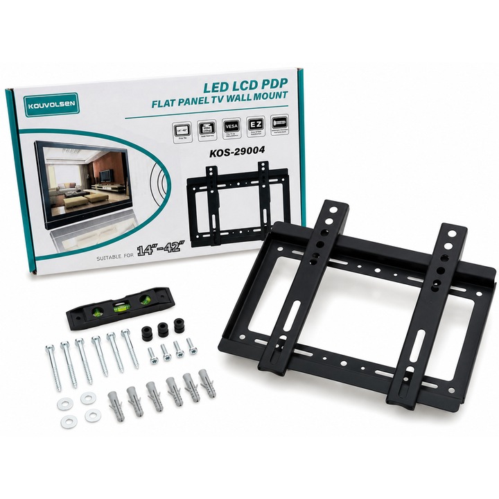 KOUVOLSEN KOS-29004 Fix TV Fali tartó, 14–42 hüvelyk, VESA 75x75 – 200x200 mm, Terhelhetőség 25 kg, Gyors szerelés