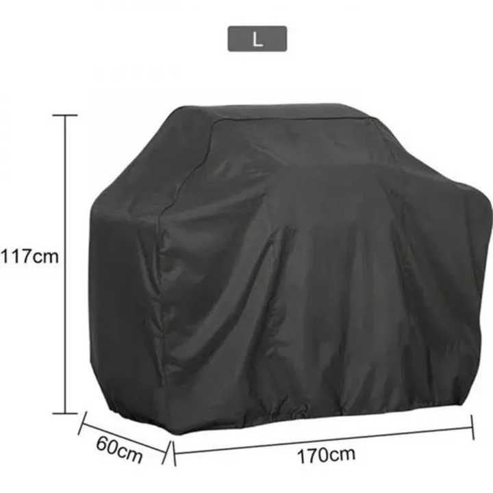 Калъф за защита на барбекю 170x60x117cm черен, водоустойчив и UV устойчив