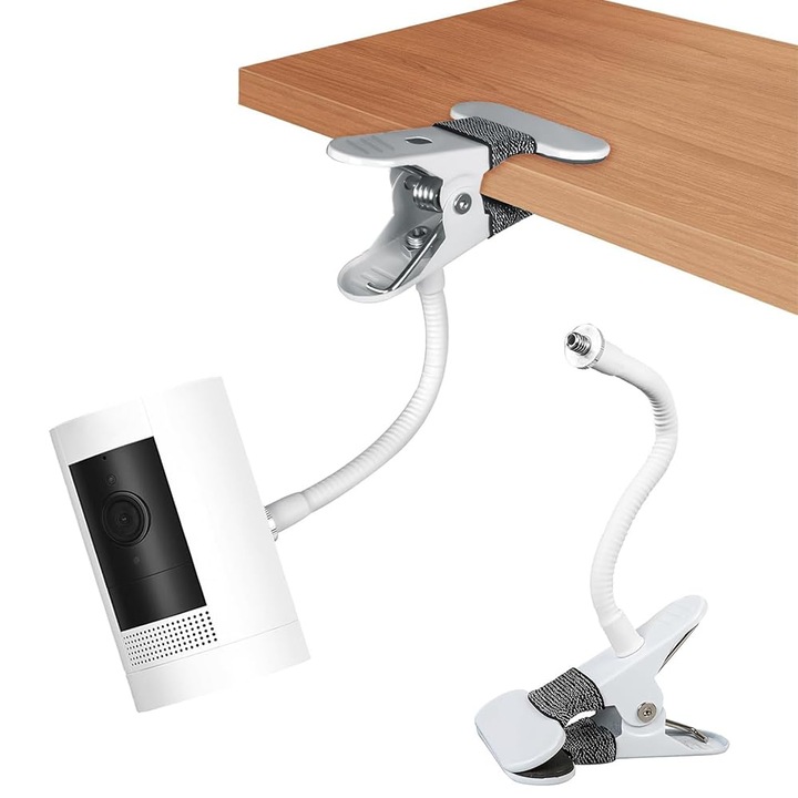 Suport Flexibil Pentru Camera Supraveghere, Montare Reglabila Tip Clema, Filet Universal 1/4-20, Compatibil Eufy/Arlo/Wyze/Ring, Negru