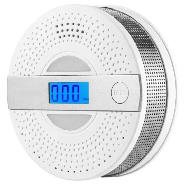 Detector 2 in 1 fum monoxid carbon fara fir alarma 85db sensibilitate inalta