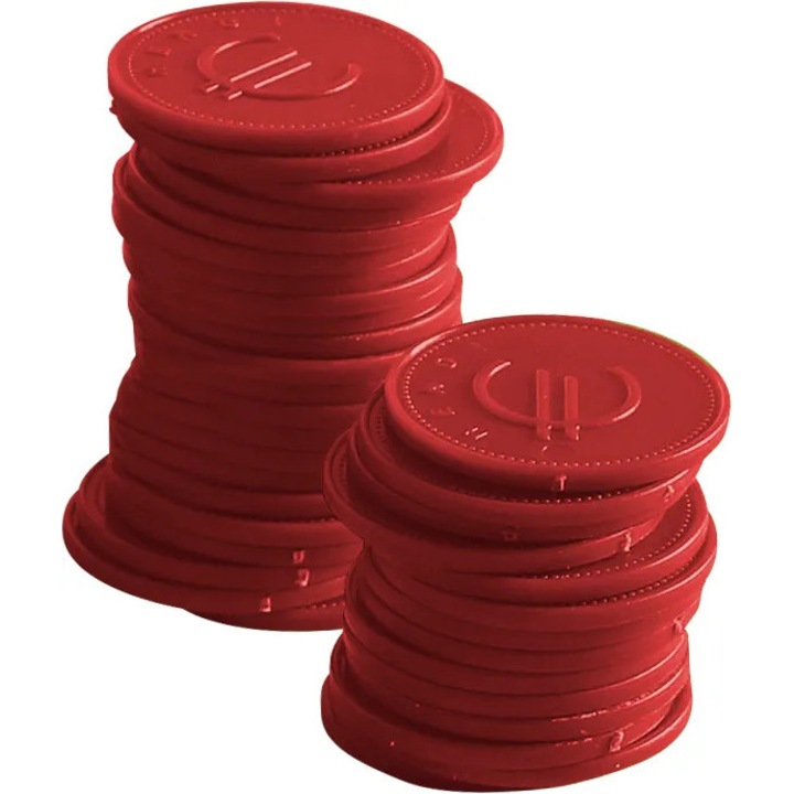 BarUp Zsetonok - 100 db, Piros, 100 db., ⌀25mm