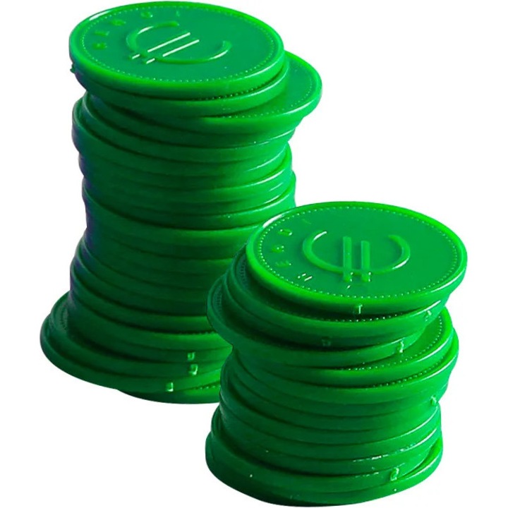 BarUp Zsetonok - 100 db, Zöld, 100 db., ⌀25mm