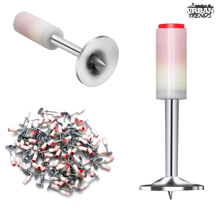 Set 100 db szög URBAN TRENDS® pisztolyhoz, professzionális, önmeghajtású, gombafejű, 7.2 mm, ezüst-fehér