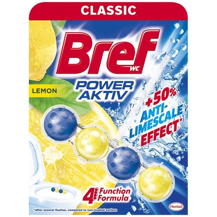 WC illatosító, Bref, Power Aktiv golyók 50 g Lemon