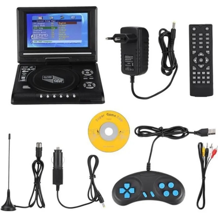 Player DVD portabil 7.8 inch ecran pivotant incarcator auto