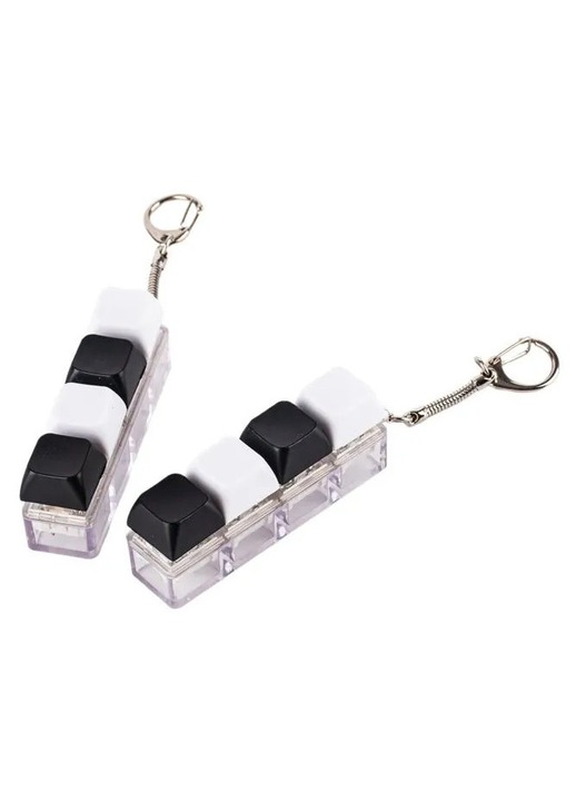 2 db fidget kulcstartó szett, fekete-fehér, stresszoldó, standard méretek