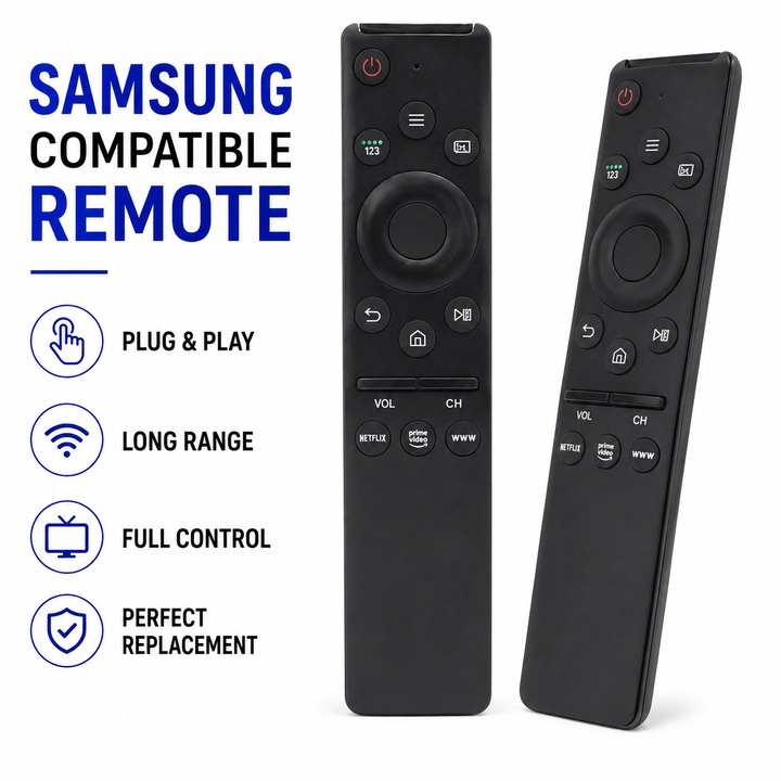 Távirányító Kompatibilis Samsung Smart TV IR-1316 HUAYU VARENTIS™, Plug & Play, Infravörös Vezérlés, Netflix és Prime Video