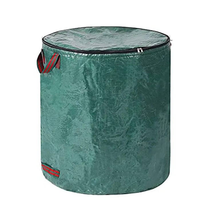 3 db kerti hulladékzsák készlet, 272L, zöld fedél, 67x76cm, strapabíró