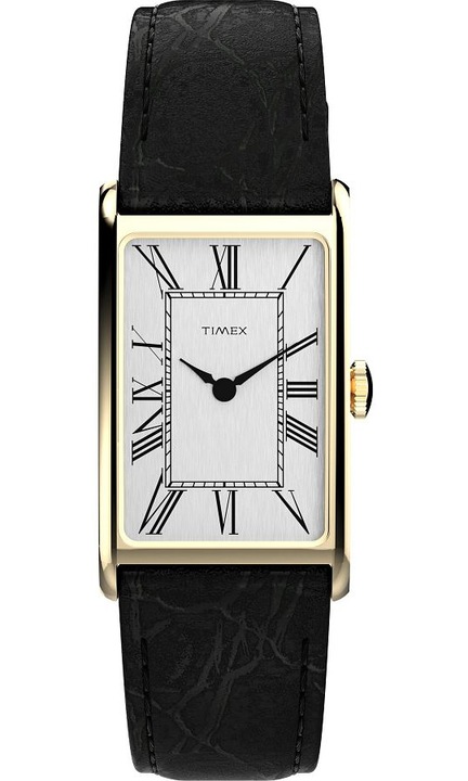 Timex Lab Reissue férfi karóra, arany színű rozsdamentes acél tok, fehér számlap, fekete bőrszíj