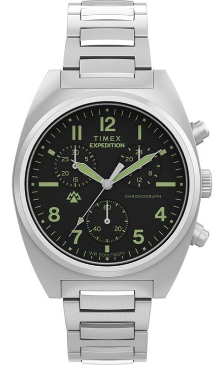 Timex férfi karóra, Expedition North Capstone, kronográf, acéltok, ezüst, fekete számlap