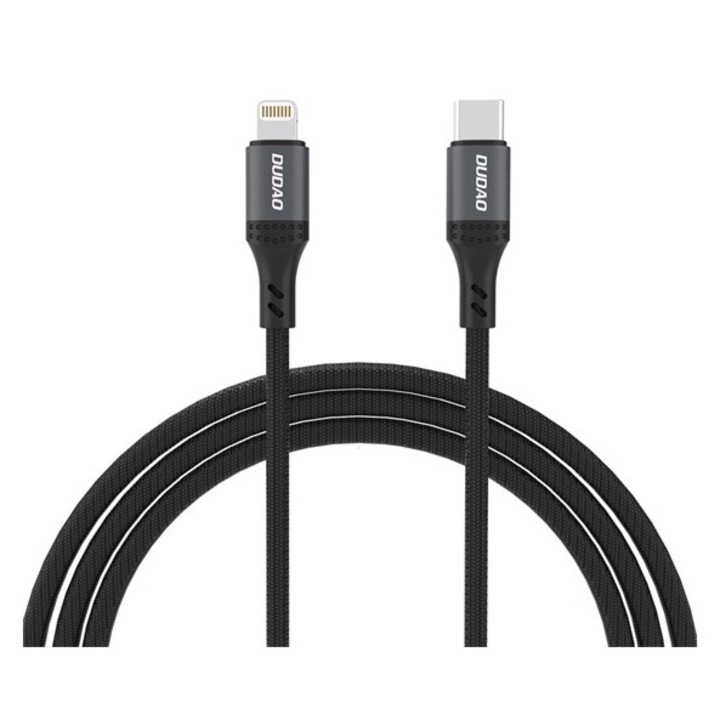 Dudao l3cl adatkábel, type-c - lightning, 30w, gyorstöltő, cipőfűző, 200cm, fekete, kompatibilis: iPhone 14 Plus / 14 Pro Max / 14 Pro