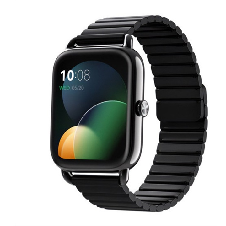 Haylou Rs4 Plus okosóra, 45mm, fém szíj, fém ház, aktivitásmérő, alvásmonitor, hőmérő, 105 sport mód, fekete