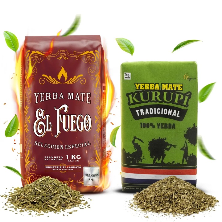 Yerba Mate Tea Készlet, El Fuego, Elaborada, Paraguay, Kurupi, Elaborada Con Palo, Argentína, Intenzív Füstös Aroma És Klasszikus Íz, Természetes Energiaforrás, Erős Stimuláló Hatás, Kiváló Minőség, 1500 g