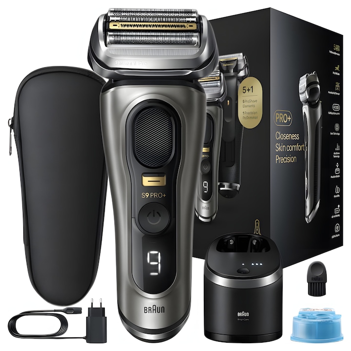 Braun Series 9 Pro+ 9567cc borotva, SmartCare 5 az 1-ben állomás, ProLift, SyncroSonic, Wet & Dry, 60 perc üzemidő, 60 perc töltési idő, prémium tok