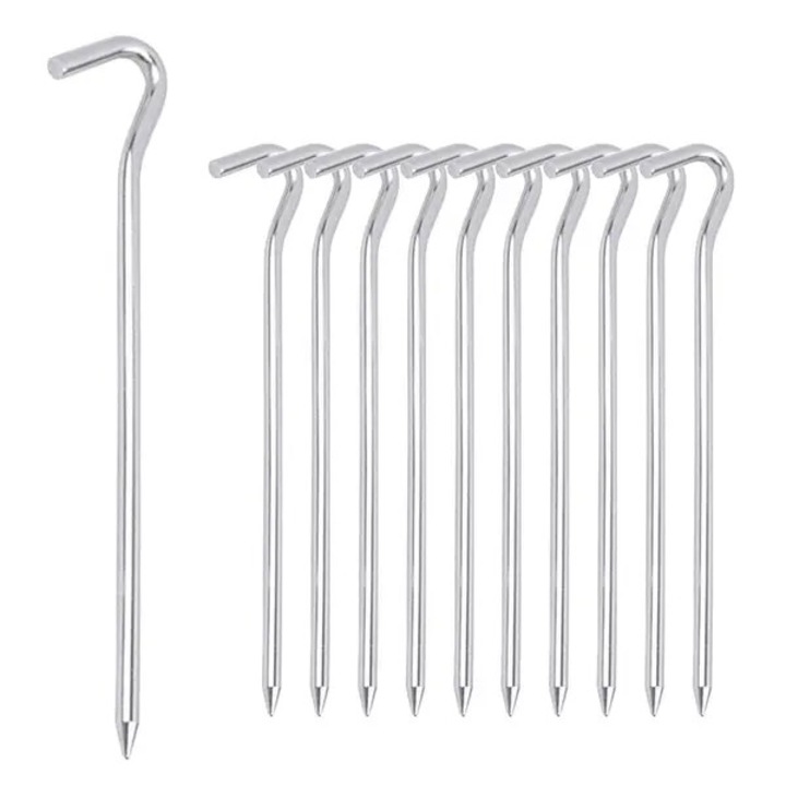 16 db horganyzott alumínium sátorcövek készlet, strapabíró, könnyű, ezüst, 16cm