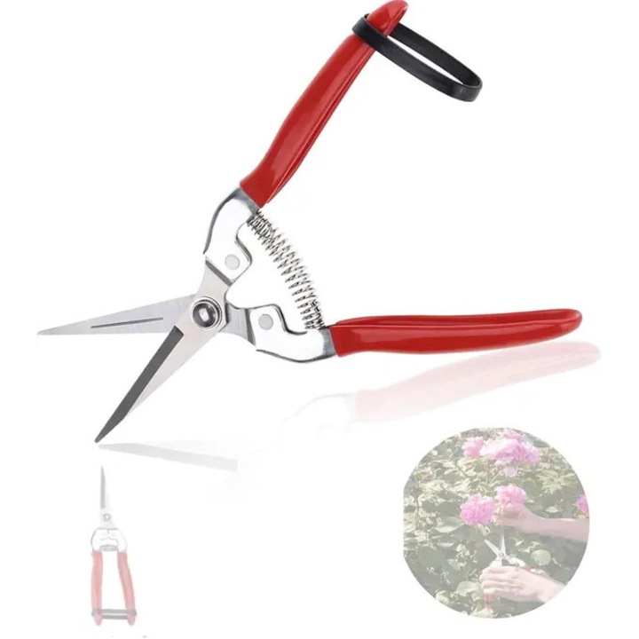 Kerti metszőolló, gyümölcsfa metsző, rozsdamentes acél, ergonomikus nyél, 20cm