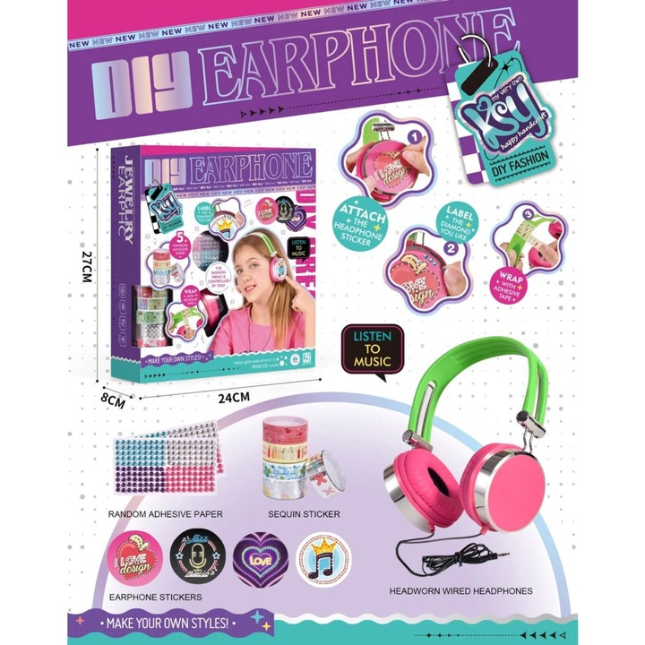 Детски слушалки Armtoys със стикери и камъчета