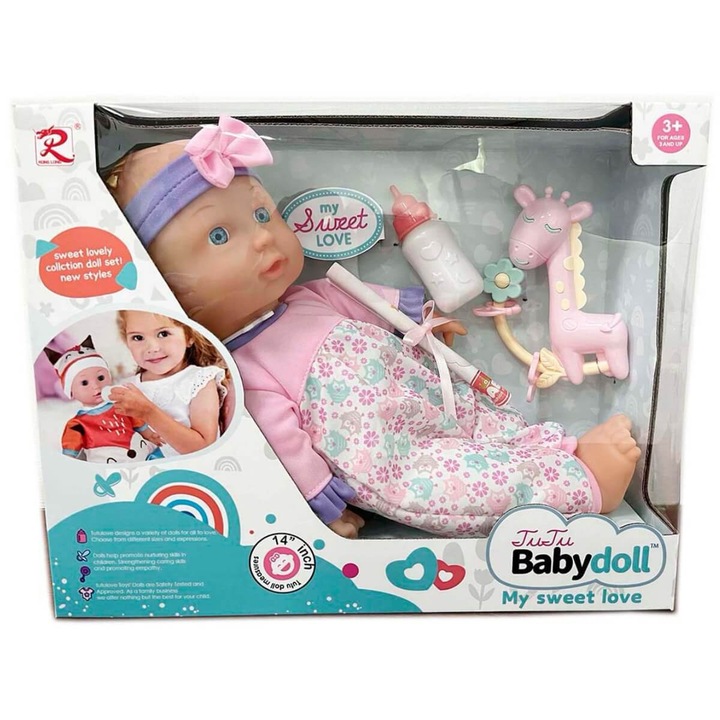 Голямо легнало бебе Armtoys със 10 звука, жираф и аксесоари