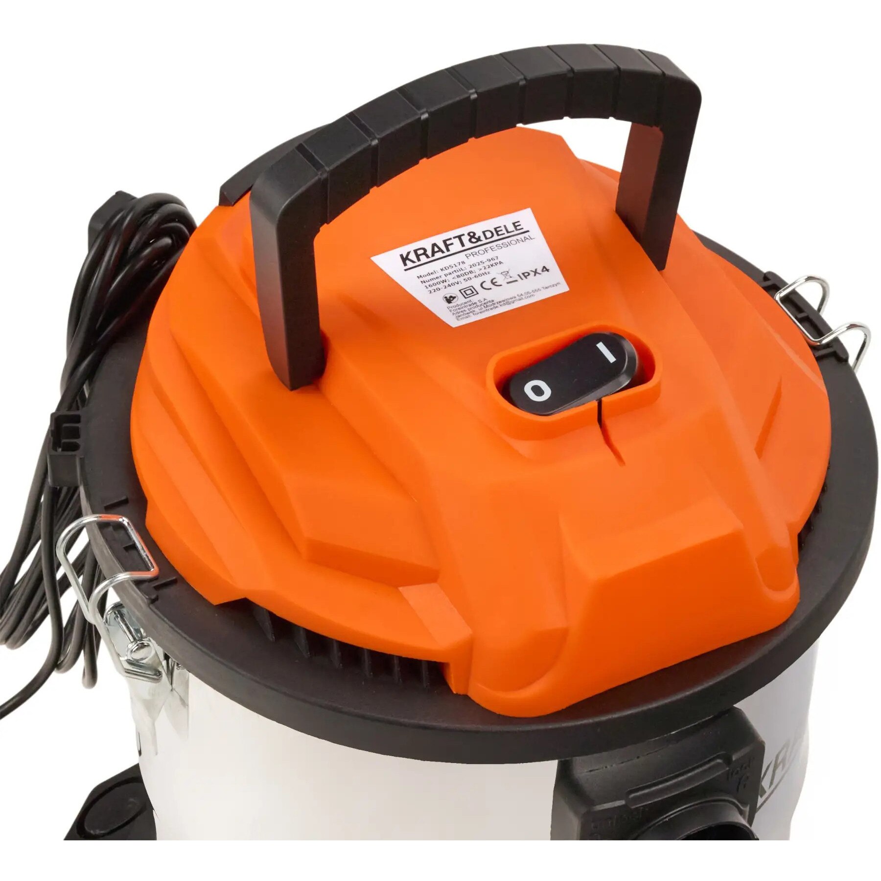 Aspirator umed uscat Kraft&Dele, 20L inox, 1600W, filtru HEPA, functie suflare, KD5178
