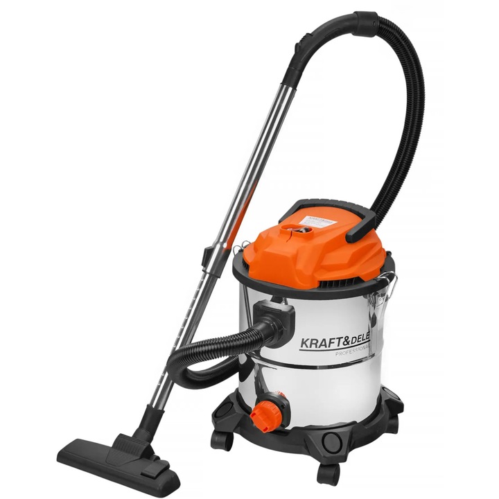 Nedves-száraz porszívó Kraft&Dele, 20L rozsdamentes acél, 1600W, HEPA szűrő, fúvó funkció, KD5178