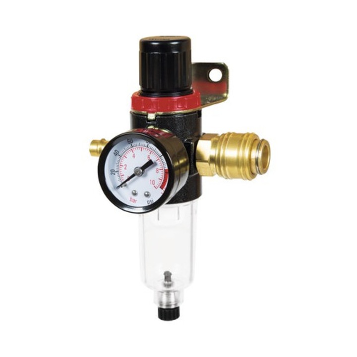 Regulator de presiune cu filtru si manometru Einhell 1/4" max. 10 bari