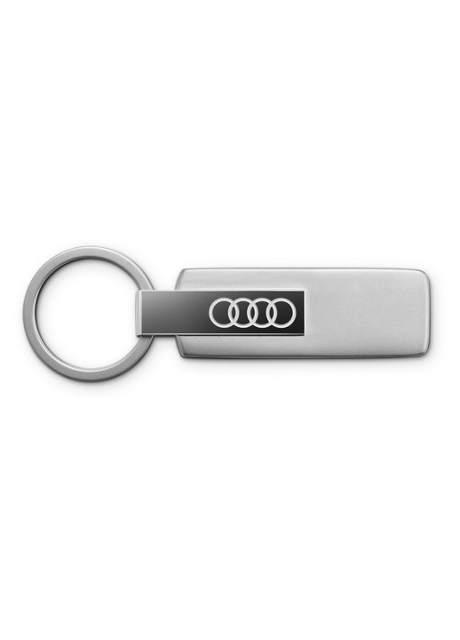 Audi kulcstartó, rozsdamentes acél, ezüst, 9x3x0, 5cm