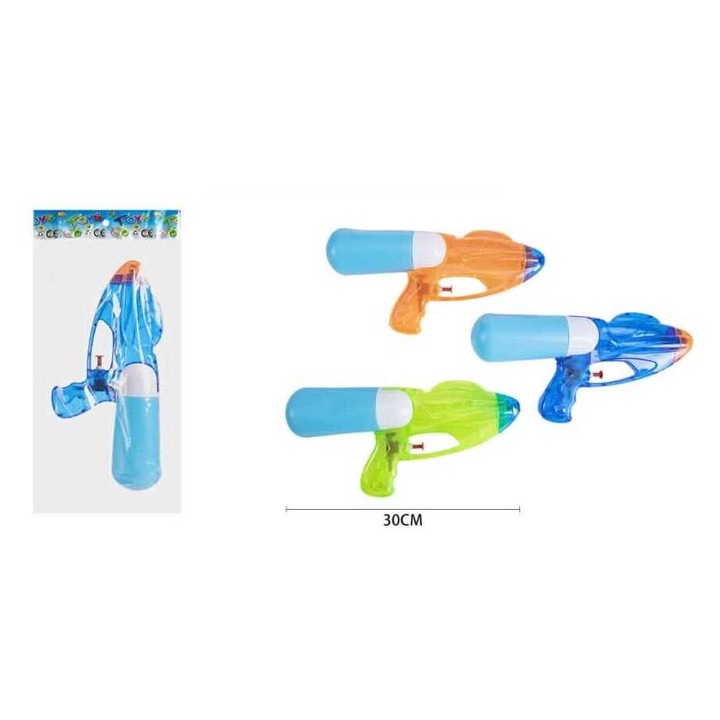 Bestway nagy méretű vízipisztoly, áttetsző test, színes tartály, 30 cm
