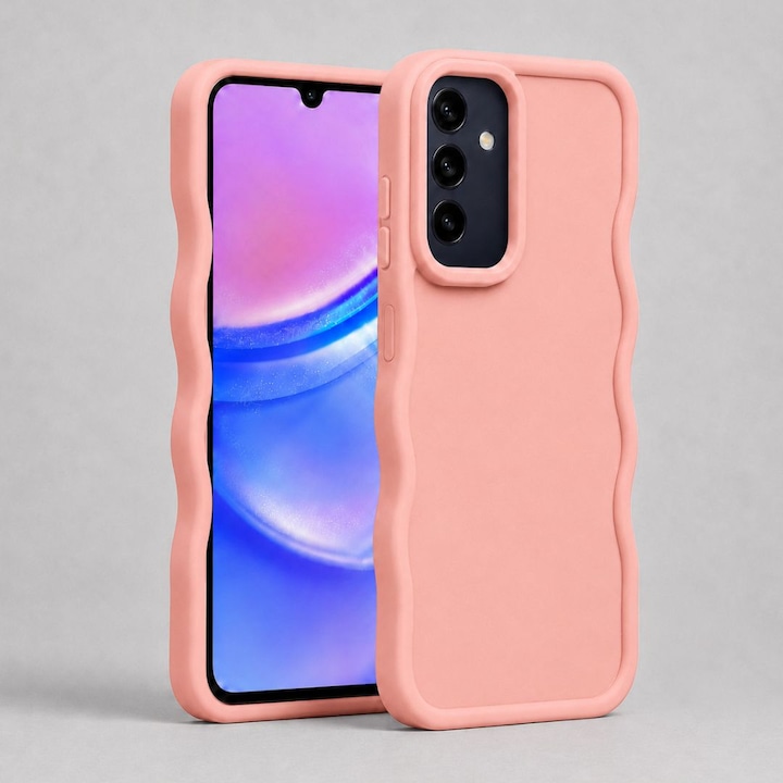 Husa pentru Samsung Galaxy A15, protectie Anti-Soc si design ondulat Candy - Roz Roz