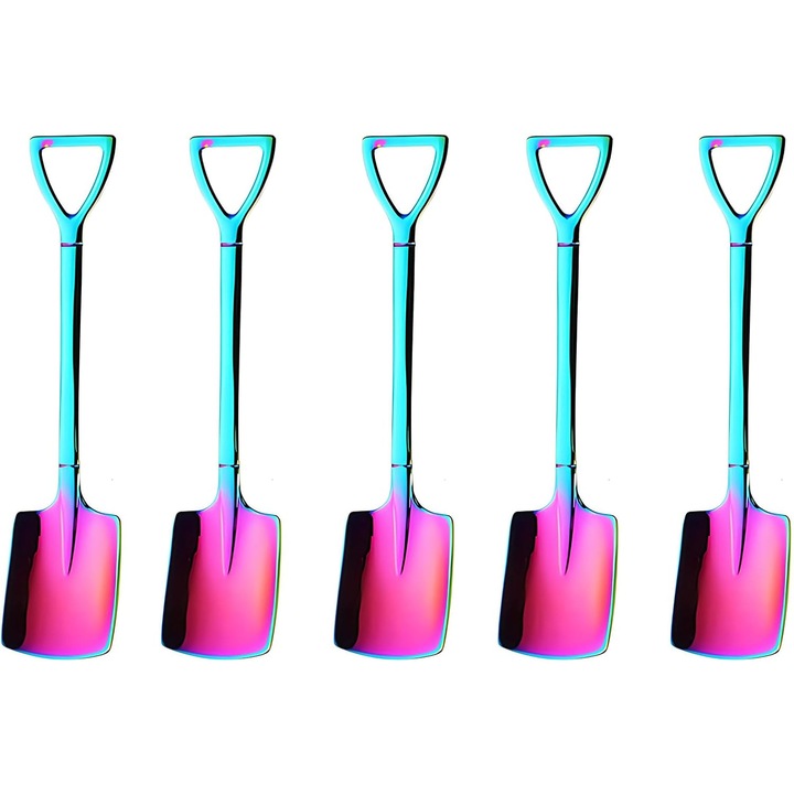 5 db színes rozsdamentes acél kanál készlet 12x2cm kávéhoz desszerthez