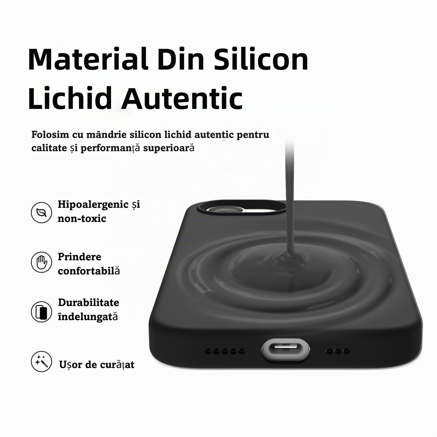 Husa Magnetica Compatibila cu iPhone 17e si iPhone 16e, MOGU, Soft Silicone Lichid Cu Interior Microfibra, Compatibila cu MagSafe, Incarcare Wireless, Rezistenta la Socuri, Buton de Control al Camerei din Silicon, Ultra Slim, Negru