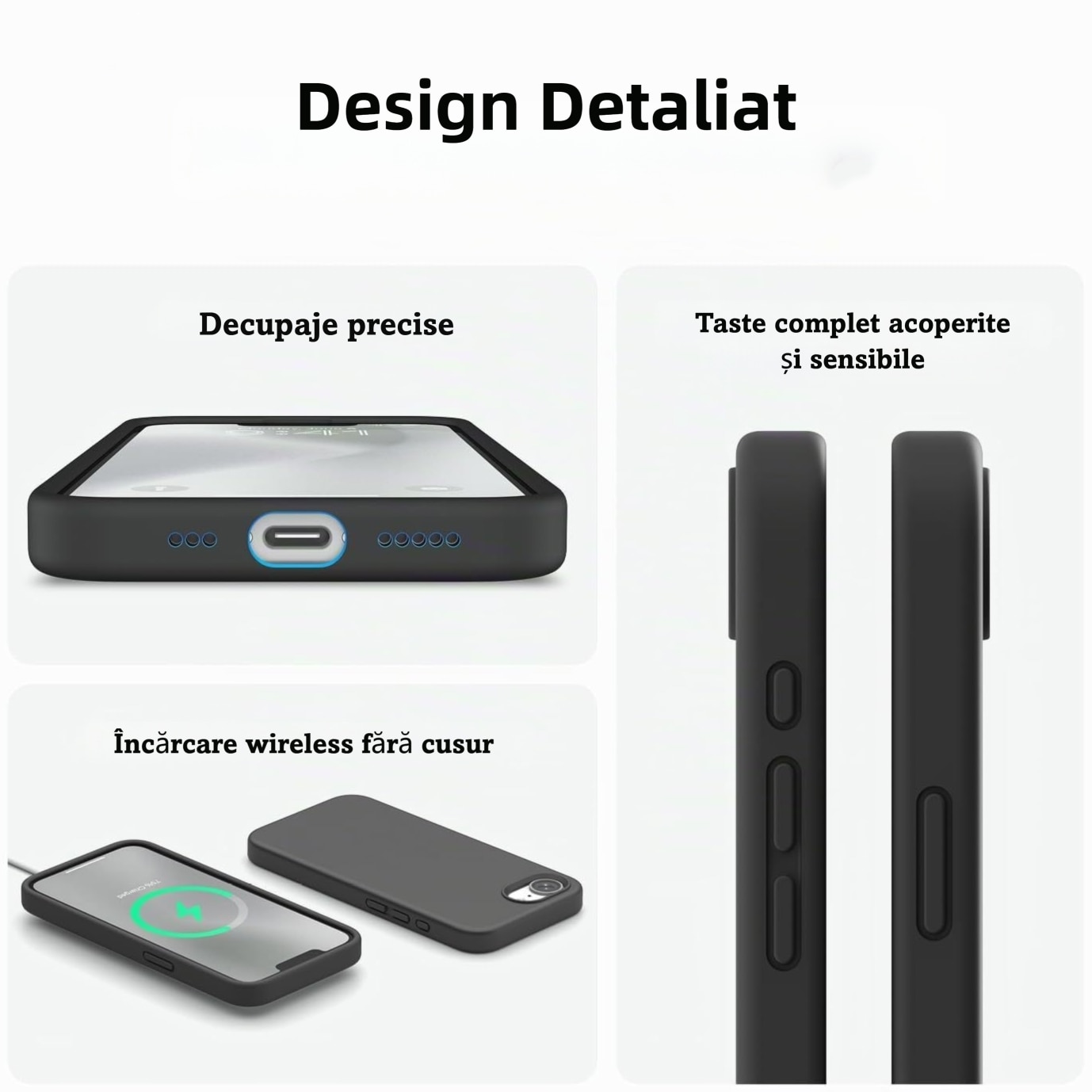 Husa Magnetica Compatibila cu iPhone 17e si iPhone 16e, MOGU, Soft Silicone Lichid Cu Interior Microfibra, Compatibila cu MagSafe, Incarcare Wireless, Rezistenta la Socuri, Buton de Control al Camerei din Silicon, Ultra Slim, Negru