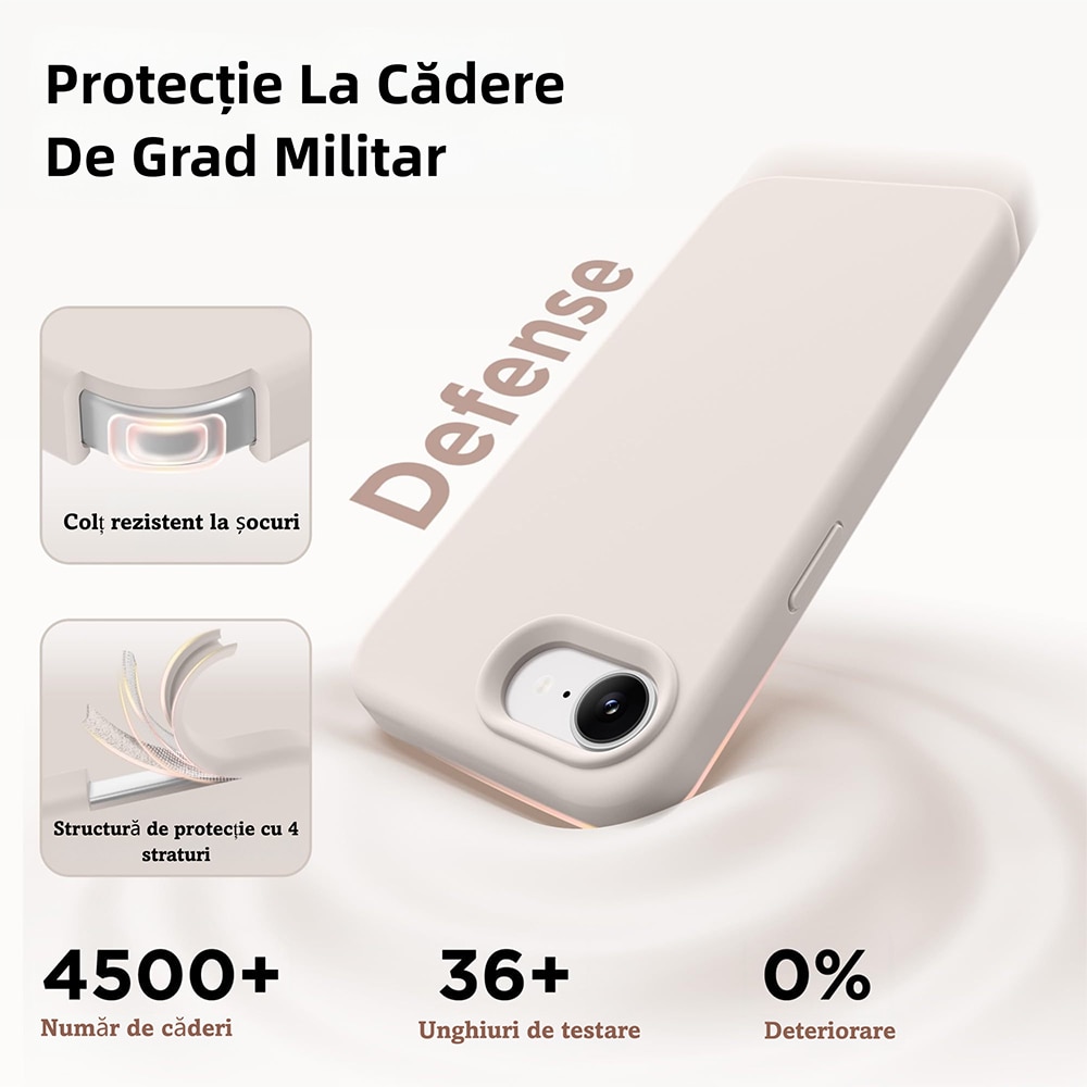 Husa Magnetica Compatibila cu iPhone 17e si iPhone 16e, MOGU, Soft Silicone Lichid Cu Interior Microfibra, Compatibila cu MagSafe, Incarcare Wireless, Rezistenta la Socuri, Buton de Control al Camerei din Silicon, Ultra Slim, Gri-maro