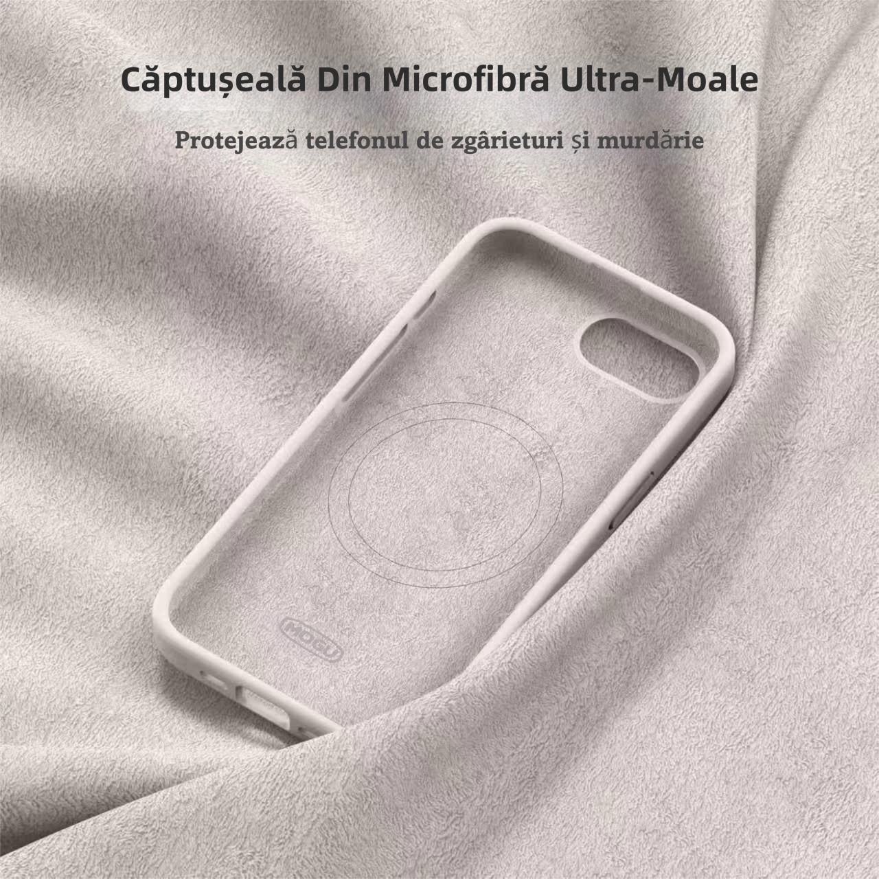 Husa Magnetica Compatibila cu iPhone 17e si iPhone 16e, MOGU, Soft Silicone Lichid Cu Interior Microfibra, Compatibila cu MagSafe, Incarcare Wireless, Rezistenta la Socuri, Buton de Control al Camerei din Silicon, Ultra Slim, Gri-maro