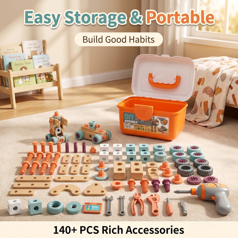 Unelte Simple Set De Unelte Pentru Copii – Kit DIY De Asamblare Cu Piulite, Jucarie ...