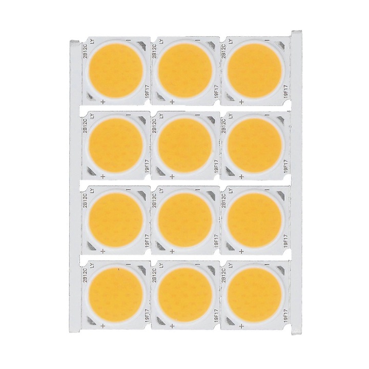 Szett 12 LED COB 12W 1080lm, meleg fehér, 20x20mm