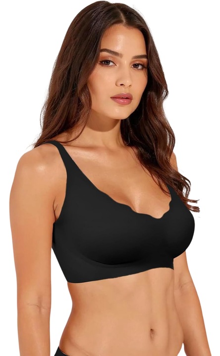 Zidoley varrat nélküli push-up melltartó nőknek, bustier, XL, poliészter és elasztán, fekete, merevítő nélküli, szivaccsal