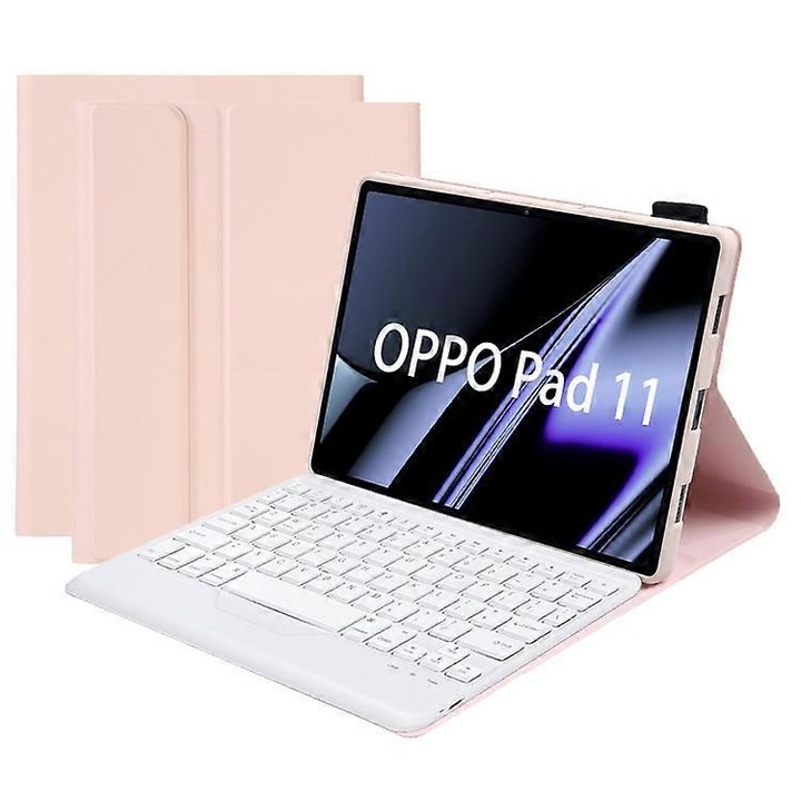 Tastatura Bluetooth cu husa protectoare, roz, 11 inch, 200mAh, tip-C