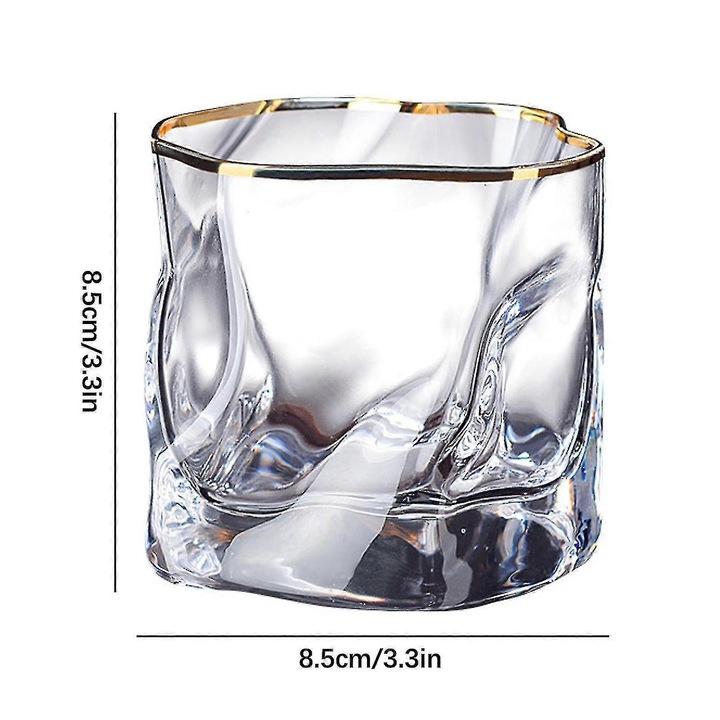 Whisky pohár 3D hegy, kristályüveg, átlátszó, 8.5x8.5cm, 280ml