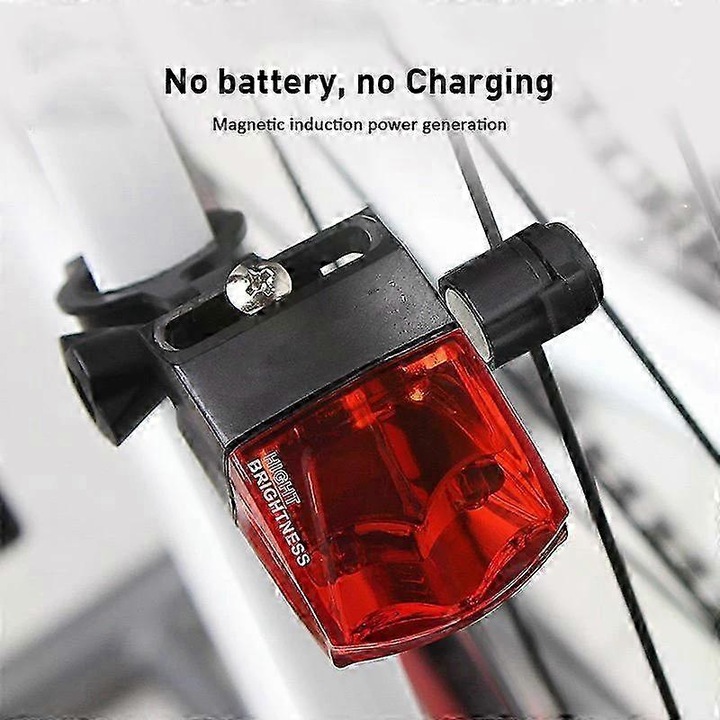 Lumina spate bicicleta autoalimentata, LED, impermeabila, 5.3x1.9x3.2cm