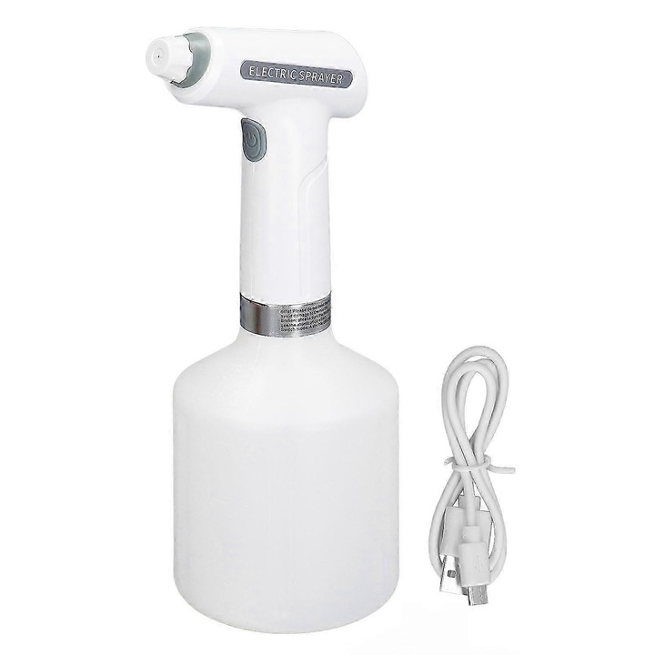 Stropitoare electrica pentru plante, 1L, rotativa, reincarcabila, alb