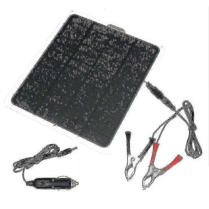 Panou solar 20W, incarcator 12V, negru, 21.5x18.5cm