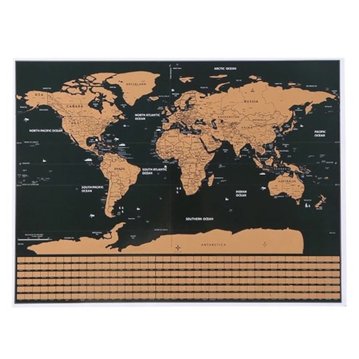 Poszter oktató kaparós Dactylion világtérkép zászlók 82x59cm