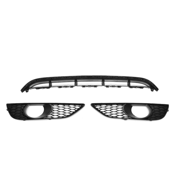 Audi Q7 4L első lökhárító rács szett, 2010-2015, 3 darabos, matt/szatén fekete, polimer anyag