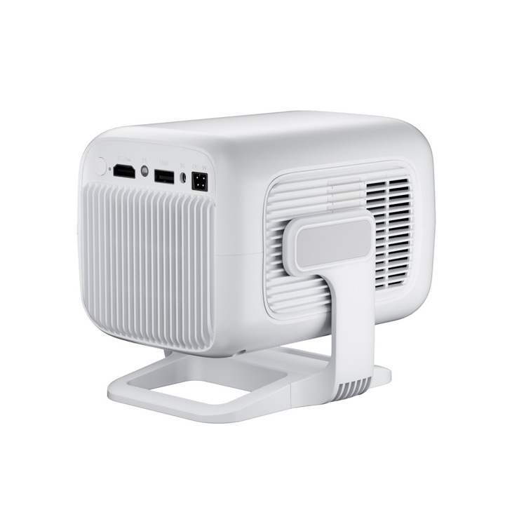 Proiector inteligent, calibrare automata completa, adaptabil la diverse scenarii, luminozitate ridicata de 420 ANSI, dimensiuni 196 × 101,4 × 92 mm, culoare alba