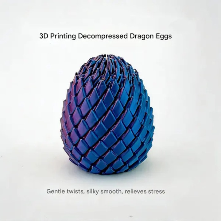 3D въртяща се антистрес играчка, модел яйце с текстура на драконови люспи, многоцветна, 4.8x4.8x5.7cm